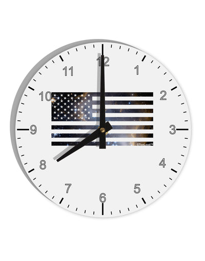 American Flag Galaxy 10 InchRound Wall Clock with Numbers by TooLoud-Wall Clock-TooLoud-White-Davson Sales