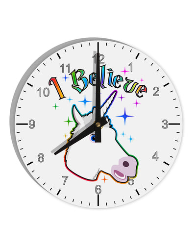 I Believe in Unicorns 10 InchRound Wall Clock with Numbers-Wall Clock-TooLoud-White-Davson Sales