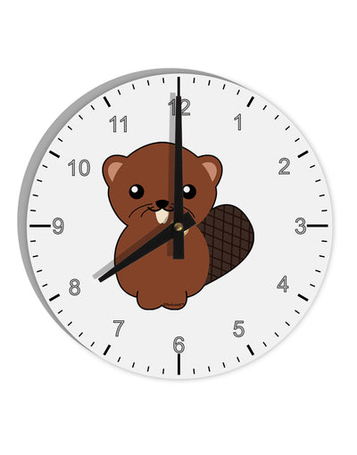 Cute Beaver 10 InchRound Wall Clock with Numbers-Wall Clock-TooLoud-White-Davson Sales