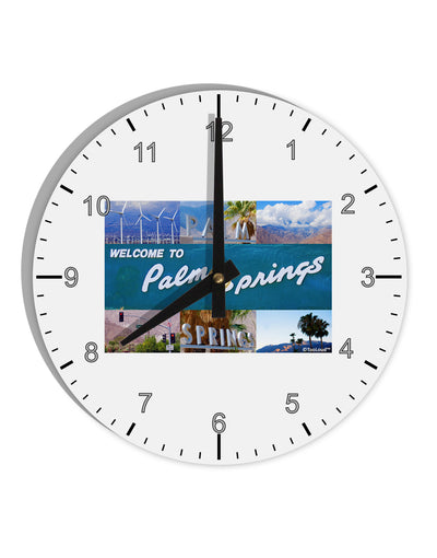 Welcome to Palm Springs Collage 10 InchRound Wall Clock with Numbers-Wall Clock-TooLoud-White-Davson Sales