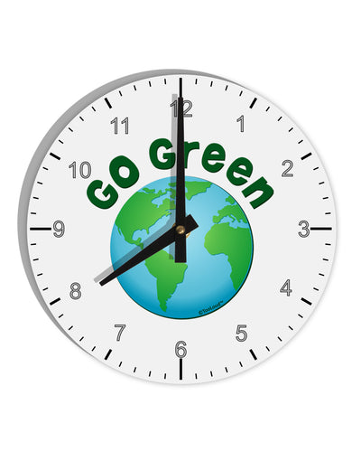 Go Green - Planet Earth 10 InchRound Wall Clock with Numbers-Wall Clock-TooLoud-White-Davson Sales