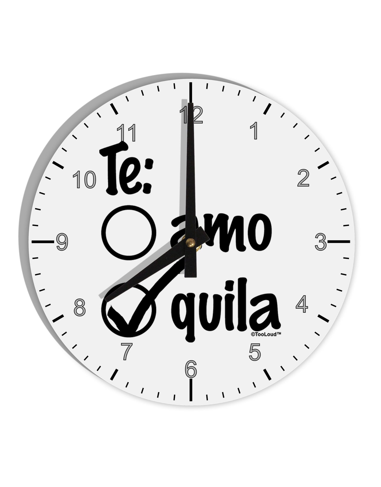 Tequila Checkmark Design 10 InchRound Wall Clock with Numbers by TooLoud-Wall Clock-TooLoud-White-Davson Sales
