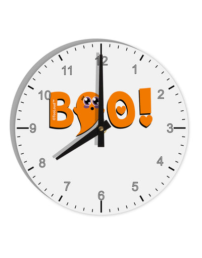 Cute Boo Text Orange 10 InchRound Wall Clock with Numbers-Wall Clock-TooLoud-White-Davson Sales