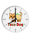 Cute Taco Dog Text 10 InchRound Wall Clock with Numbers-Wall Clock-TooLoud-White-Davson Sales