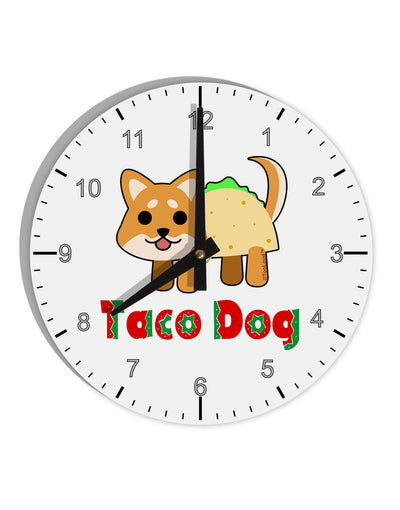 Cute Taco Dog Text 10 InchRound Wall Clock with Numbers-Wall Clock-TooLoud-White-Davson Sales