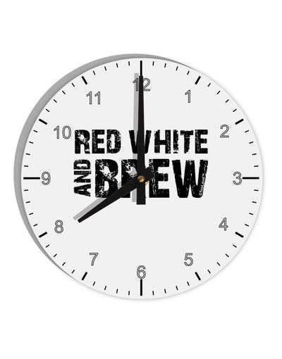 Red White and Brew 10 InchRound Wall Clock with Numbers by TooLoud-Wall Clock-TooLoud-White-Davson Sales