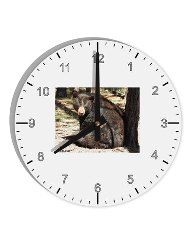 Sad Black Bear 10 InchRound Wall Clock with Numbers-Wall Clock-TooLoud-White-Davson Sales