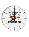 Mommy's Lil Reindeer Girl 10 InchRound Wall Clock with Numbers-Wall Clock-TooLoud-White-Davson Sales