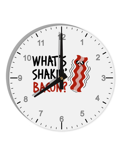 What's Shakin' Bacon 10 InchRound Wall Clock with Numbers-Wall Clock-TooLoud-White-Davson Sales