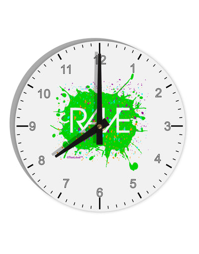 Rave Splatter Green 10 InchRound Wall Clock with Numbers-Wall Clock-TooLoud-White-Davson Sales