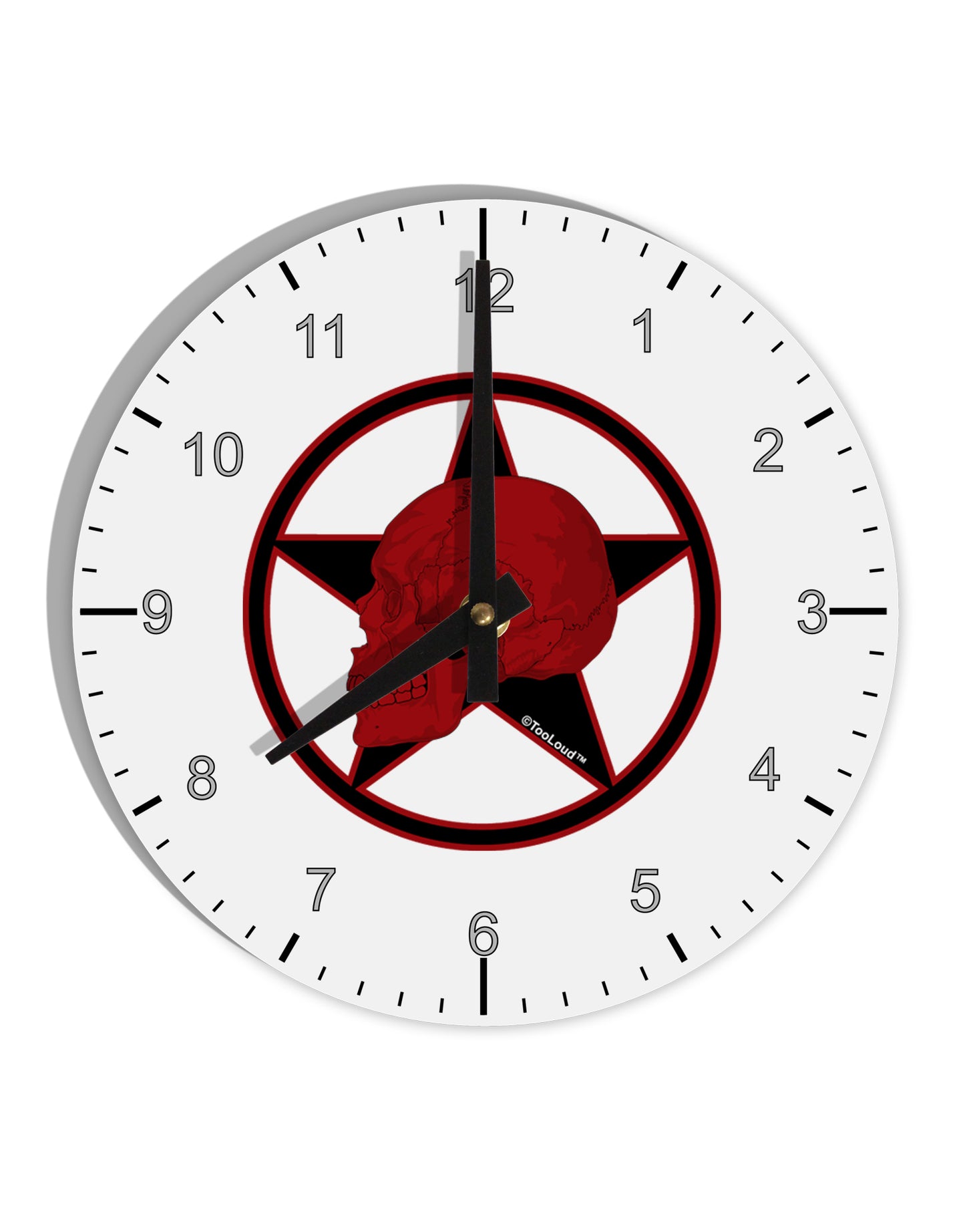 Blood Red Skull 10 InchRound Wall Clock with Numbers by TooLoud-Wall Clock-TooLoud-White-Davson Sales