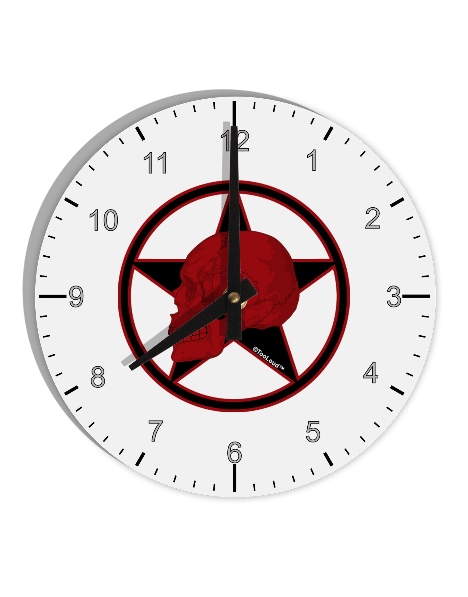 Blood Red Skull 10 InchRound Wall Clock with Numbers by TooLoud-Wall Clock-TooLoud-White-Davson Sales