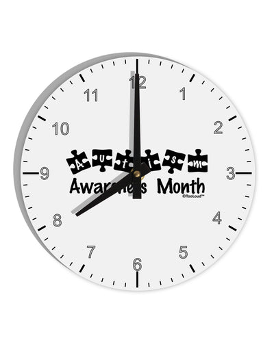 Autism Awareness Month - Puzzle Pieces 10 InchRound Wall Clock with Numbers by TooLoud-Wall Clock-TooLoud-White-Davson Sales