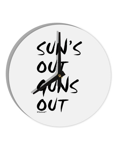 Suns Out Guns Out 10 InchRound Wall Clock-Wall Clock-TooLoud-White-Davson Sales