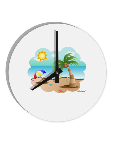 Fun Summer Beach Scene 10 InchRound Wall Clock by TooLoud-Wall Clock-TooLoud-White-Davson Sales