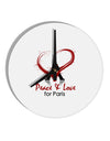 Peace & Love For Paris 10 InchRound Wall Clock-Wall Clock-TooLoud-White-Davson Sales