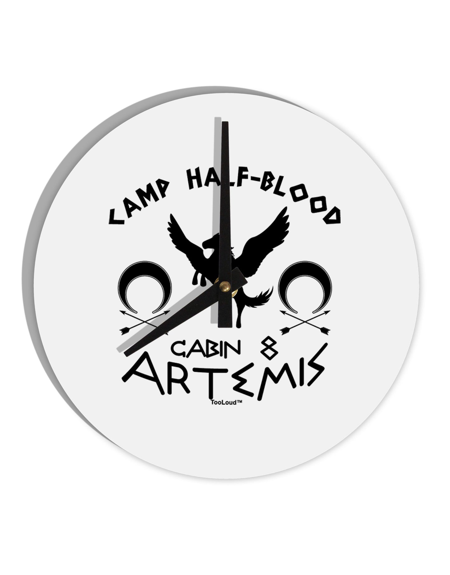 Camp Half Blood Cabin 8 Artemis 10 InchRound Wall Clock by TooLoud-Wall Clock-TooLoud-White-Davson Sales