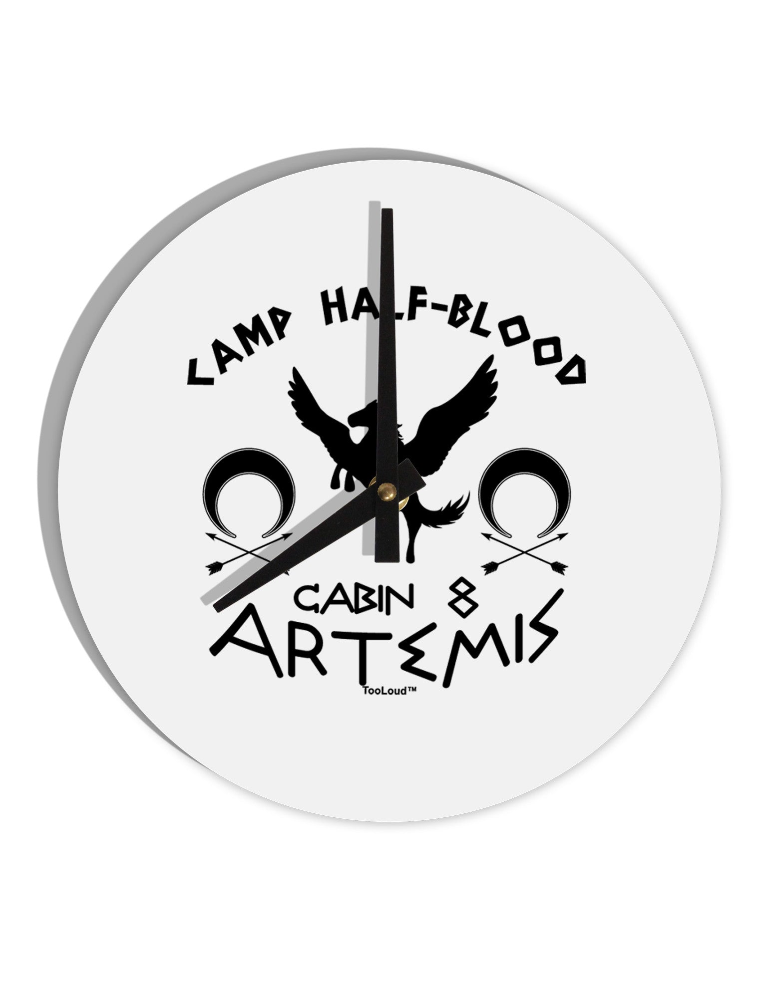 Camp Half Blood Cabin 8 Artemis 10 InchRound Wall Clock by TooLoud-Wall Clock-TooLoud-White-Davson Sales