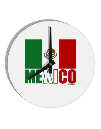 Mexican Flag - Mexico Text 10 InchRound Wall Clock by TooLoud-Wall Clock-TooLoud-White-Davson Sales