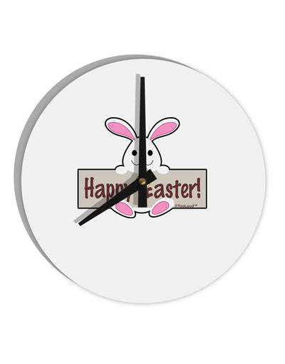 Cute Bunny - Happy Easter 10 InchRound Wall Clock by TooLoud-Wall Clock-TooLoud-White-Davson Sales