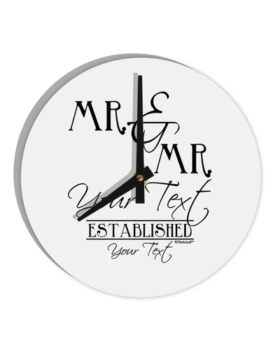 Personalized Mr and Mr -Name- Established -Date- Design 10 InchRound Wall Clock-Wall Clock-TooLoud-White-Davson Sales