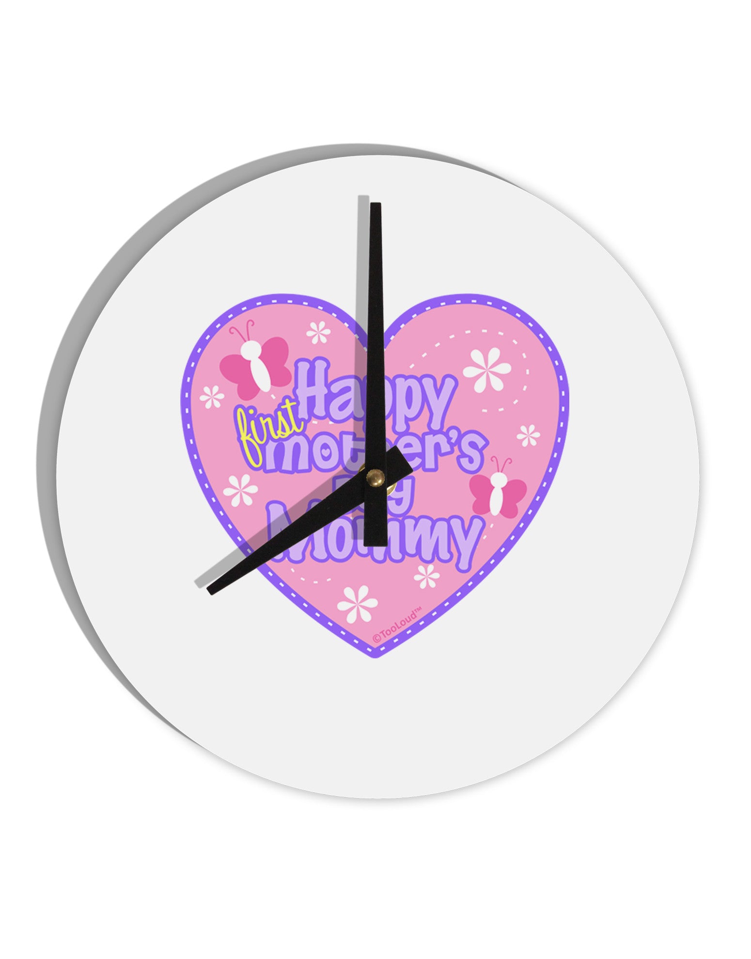 Happy First Mother's Day Mommy - Pink 10 InchRound Wall Clock by TooLoud-Wall Clock-TooLoud-White-Davson Sales