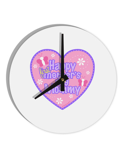 Happy First Mother's Day Mommy - Pink 10 InchRound Wall Clock by TooLoud-Wall Clock-TooLoud-White-Davson Sales