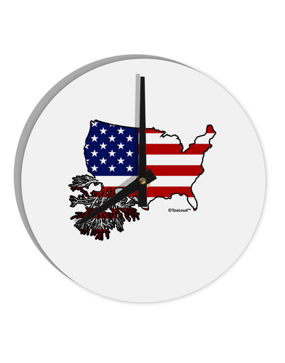 American Roots Design - American Flag 10 InchRound Wall Clock by TooLoud-Wall Clock-TooLoud-White-Davson Sales