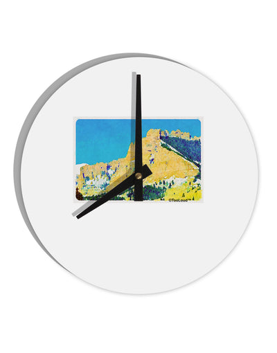 Colorado Snowy Mtns WaterColor 10 InchRound Wall Clock-Wall Clock-TooLoud-White-Davson Sales