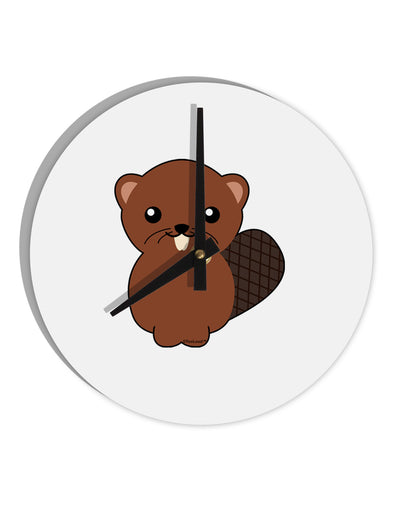 Cute Beaver 10 InchRound Wall Clock-Wall Clock-TooLoud-White-Davson Sales