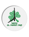 Happy St. Paddy's Day Shamrock Design 10 InchRound Wall Clock by TooLoud-Wall Clock-TooLoud-White-Davson Sales