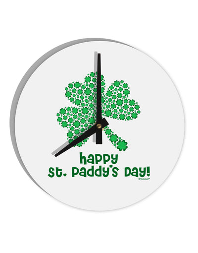 Happy St. Paddy's Day Shamrock Design 10 InchRound Wall Clock by TooLoud-Wall Clock-TooLoud-White-Davson Sales