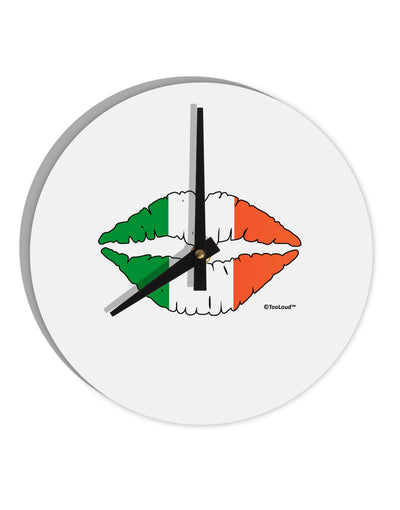 Irish Flag Kiss 10 InchRound Wall Clock by TooLoud-Wall Clock-TooLoud-White-Davson Sales