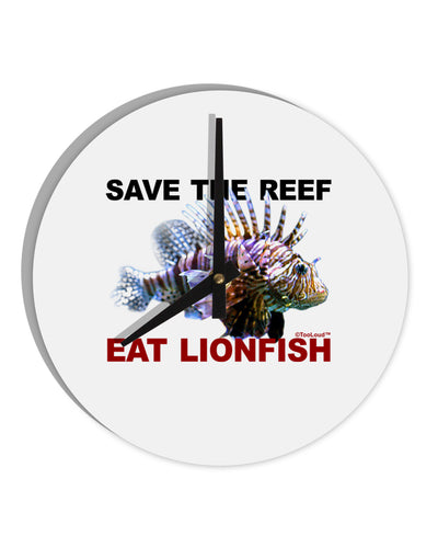 Save the Reef - Eat Lionfish 10 InchRound Wall Clock-Wall Clock-TooLoud-White-Davson Sales