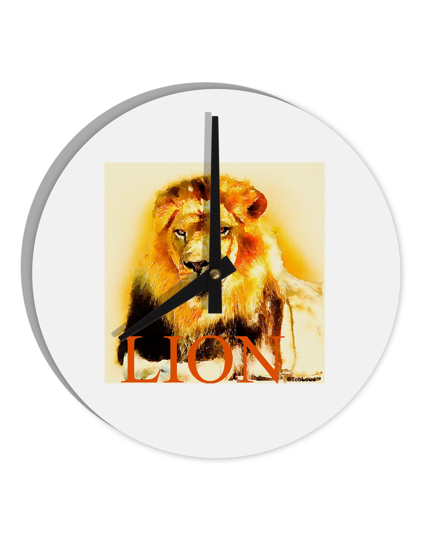 Lion Watercolor 4 Text 10 InchRound Wall Clock-Wall Clock-TooLoud-White-Davson Sales