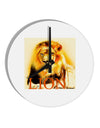 Lion Watercolor 4 Text 10 InchRound Wall Clock-Wall Clock-TooLoud-White-Davson Sales