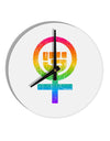 Rainbow Distressed Feminism Symbol 10 InchRound Wall Clock-Wall Clock-TooLoud-White-Davson Sales