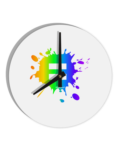 Equal Rainbow Paint Splatter 10 InchRound Wall Clock by TooLoud-Wall Clock-TooLoud-White-Davson Sales