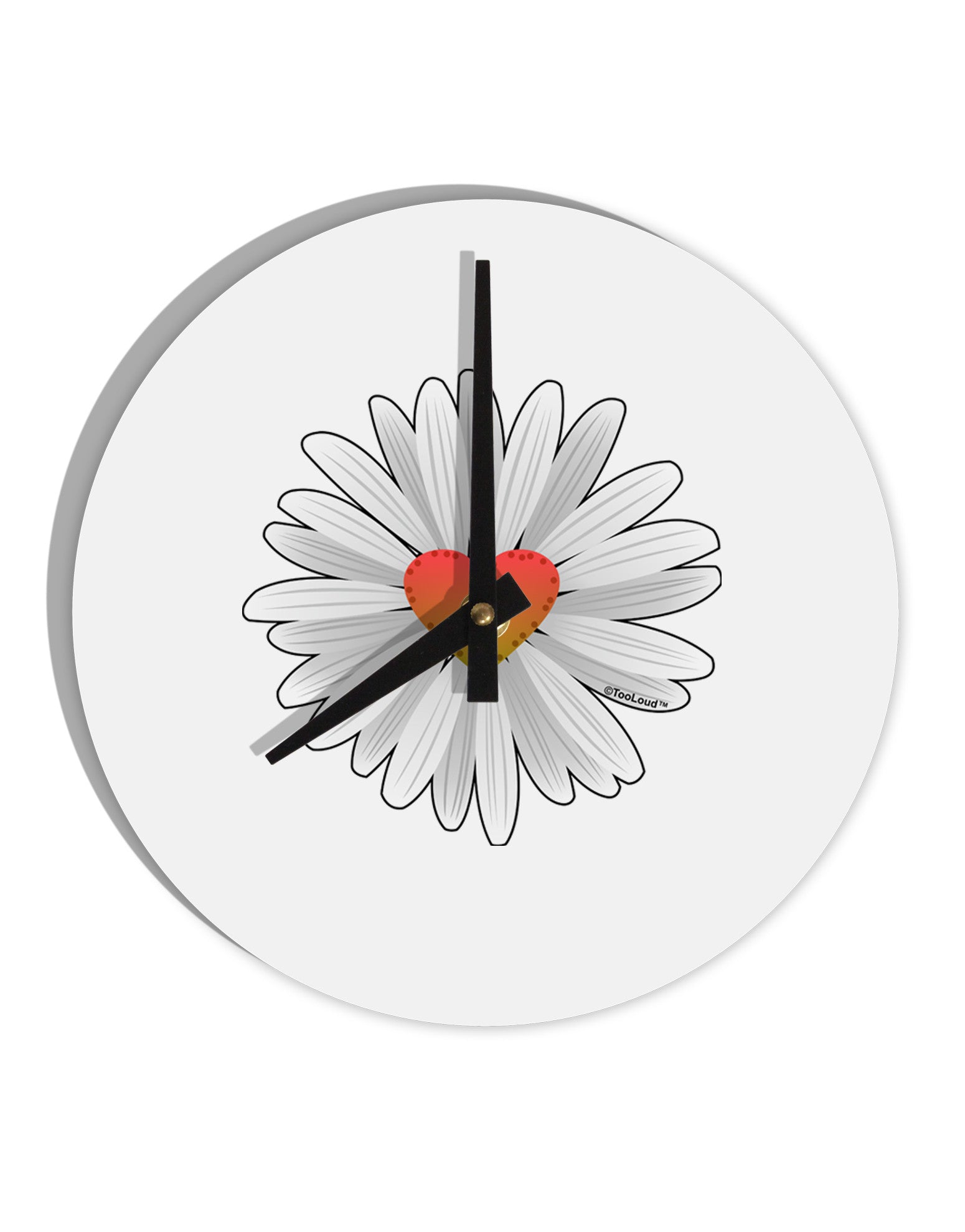 Pretty Daisy Heart 8" Round Wall Clock-Wall Clock-TooLoud-Davson Sales