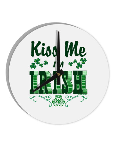 Kiss Me I'm Irish St Patricks Day 10 InchRound Wall Clock-Wall Clock-TooLoud-White-Davson Sales