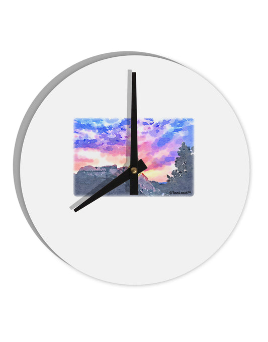 Colorado Rainbow Sunset Watercolor 10 InchRound Wall Clock-Wall Clock-TooLoud-White-Davson Sales
