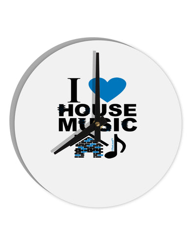 I Love House Blue 10 InchRound Wall Clock-Wall Clock-TooLoud-White-Davson Sales