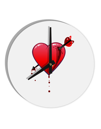 Shot Through the Heart Bleeding 10 InchRound Wall Clock by TooLoud-Wall Clock-TooLoud-White-Davson Sales