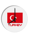 Turkey Flag with Text 10 InchRound Wall Clock by TooLoud-Wall Clock-TooLoud-White-Davson Sales