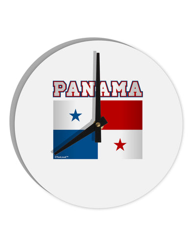 Panama Flag 10 InchRound Wall Clock-Wall Clock-TooLoud-White-Davson Sales