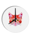 Geometric Kitty Red 10 InchRound Wall Clock-Wall Clock-TooLoud-White-Davson Sales