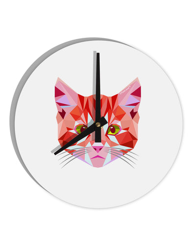 Geometric Kitty Red 10 InchRound Wall Clock-Wall Clock-TooLoud-White-Davson Sales