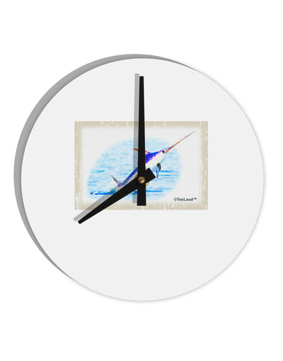 Swordfish Watercolor 10 InchRound Wall Clock-Wall Clock-TooLoud-White-Davson Sales