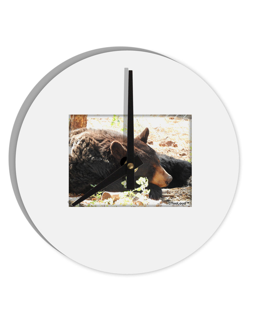 Laying Black Bear 10 InchRound Wall Clock-Wall Clock-TooLoud-White-Davson Sales