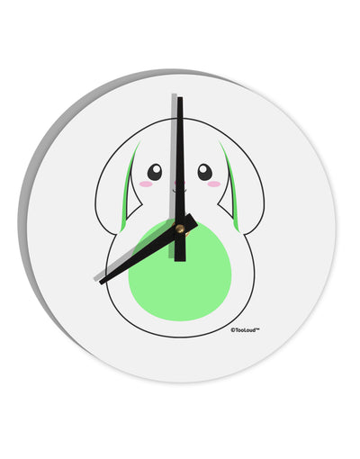 Cute Bunny with Floppy Ears - Green 10 InchRound Wall Clock by TooLoud-Wall Clock-TooLoud-White-Davson Sales